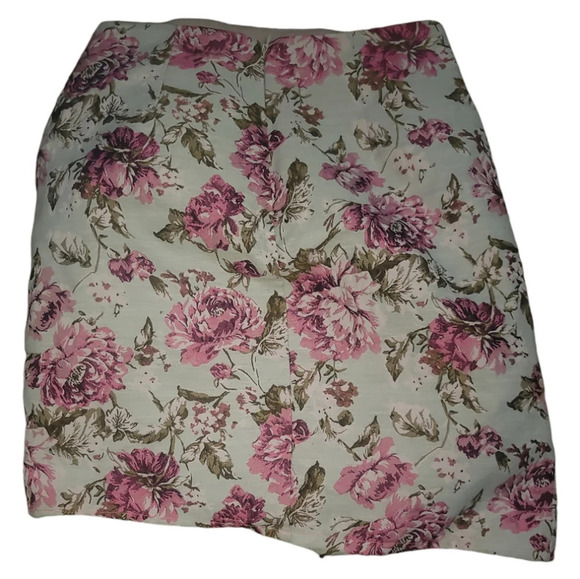 Michael Costello x revolve pink rose floral gray grey faux wrap mini skirt xs nw - Picture 4 of 4